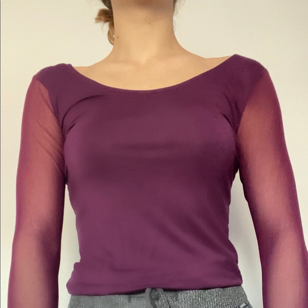 Mesh maroon crop top